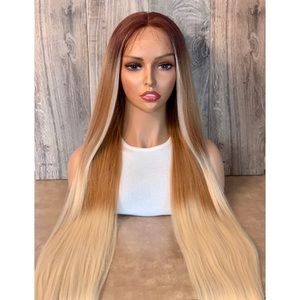 Ombre Blonde Highlighted Straight Lace Front Wig